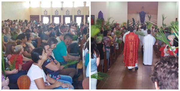 Domingo de Ramos em Marechal Floriano com celebracoes nas ruas e na igreja catolica