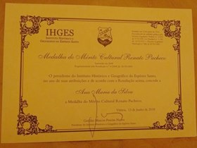Bibliotecária de Domingos Martins recebe a Medalha do Mérito Cultural Renato Pacheco 2