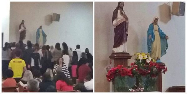 Flores ornamentam imagens na Solenidade do Sagrado Coracao de Jesus em Marechal Floriano 03