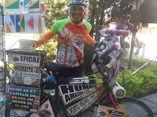 Recordista brasileiro de viagens às capitais em bicicleta visita Marechal Floriano 2