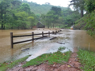 Chuva constante provoca queda de barreiras e &aacute;rvores e alaga propriedade em Domingos Martins