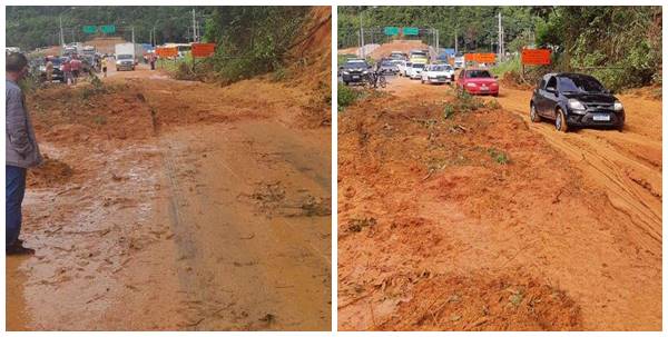 Transito e parcialmente liberado na BR 262 apos deslizamento de terra 02