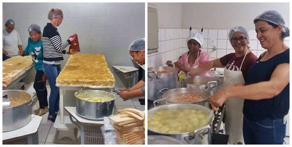 Servidores do Centro Educacional Vovo Fernandina nos preparativos para a festa junina deste sabado 08 02