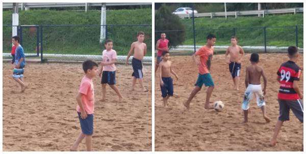 Jovens lotam campinhos esportivos de areia no feriado 26 de Marechal Floriano 02