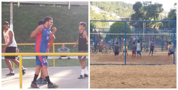 Jovens lotam campinhos esportivos de areia no feriado 26 de Marechal Floriano 03