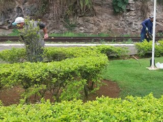 Gramados rebaixados e limpeza ao lado da linha férrea em Marechal Floriano