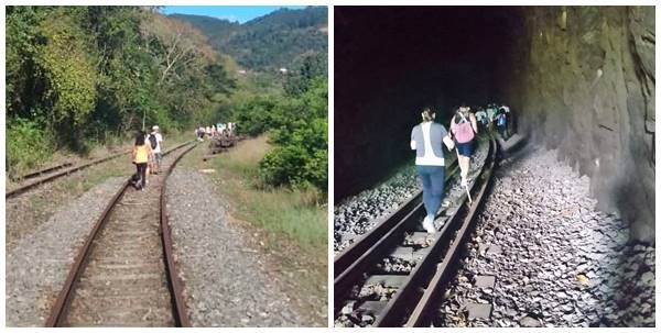 Adeptos da Igreja Batista de Marechal Floriano realizam caminhada pelos trilhos neste domingo 13 02