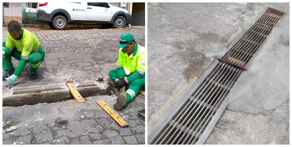 Grade metalica de galeria pluvial encontrada e instalada em Marechal Floriano 02