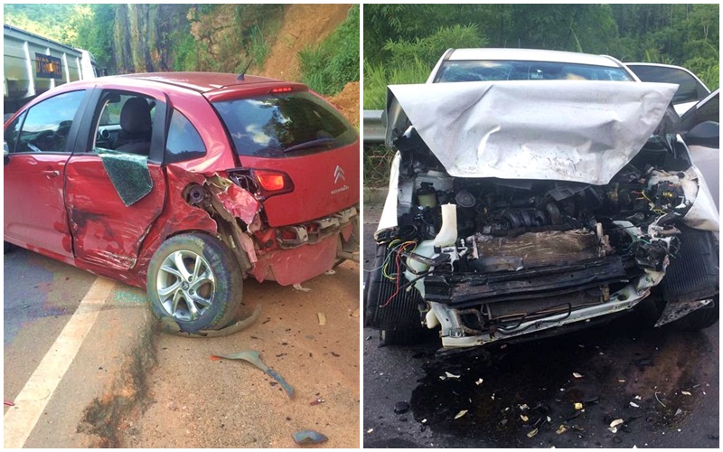 Carro descontrolado entra na contramão e provoca colisão com outros três veículos na BR 262