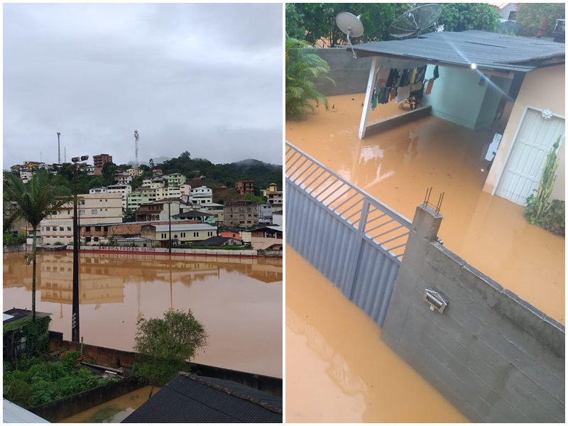 Tempestade provoca invasão de águas em Marechal Floriano acidentes e queda de barreiras.