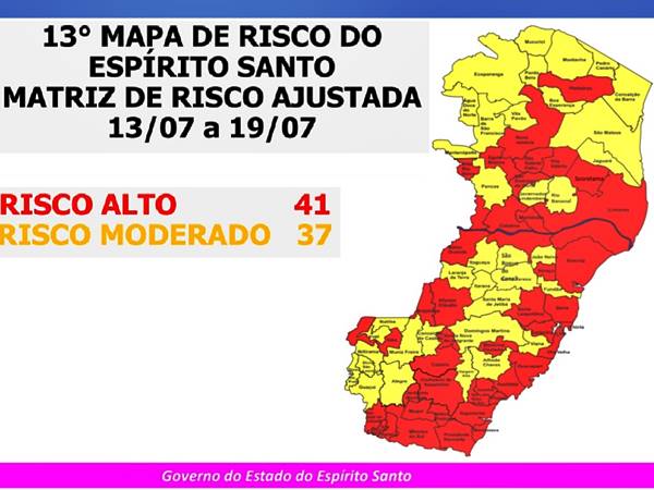Dez municipios do interior capixaba passam para risco alto de transmissao da Covid 19 02