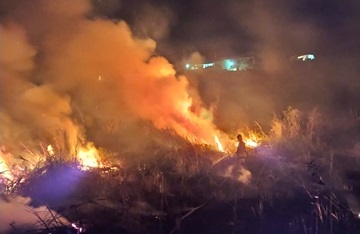 Bombeiros combatem incêndio que ameaçava casas às margens da BR 262