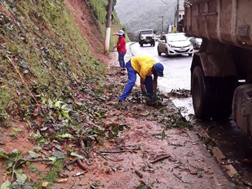 Servidores municipais removem árvore e barreira caída em Marechal Floriano