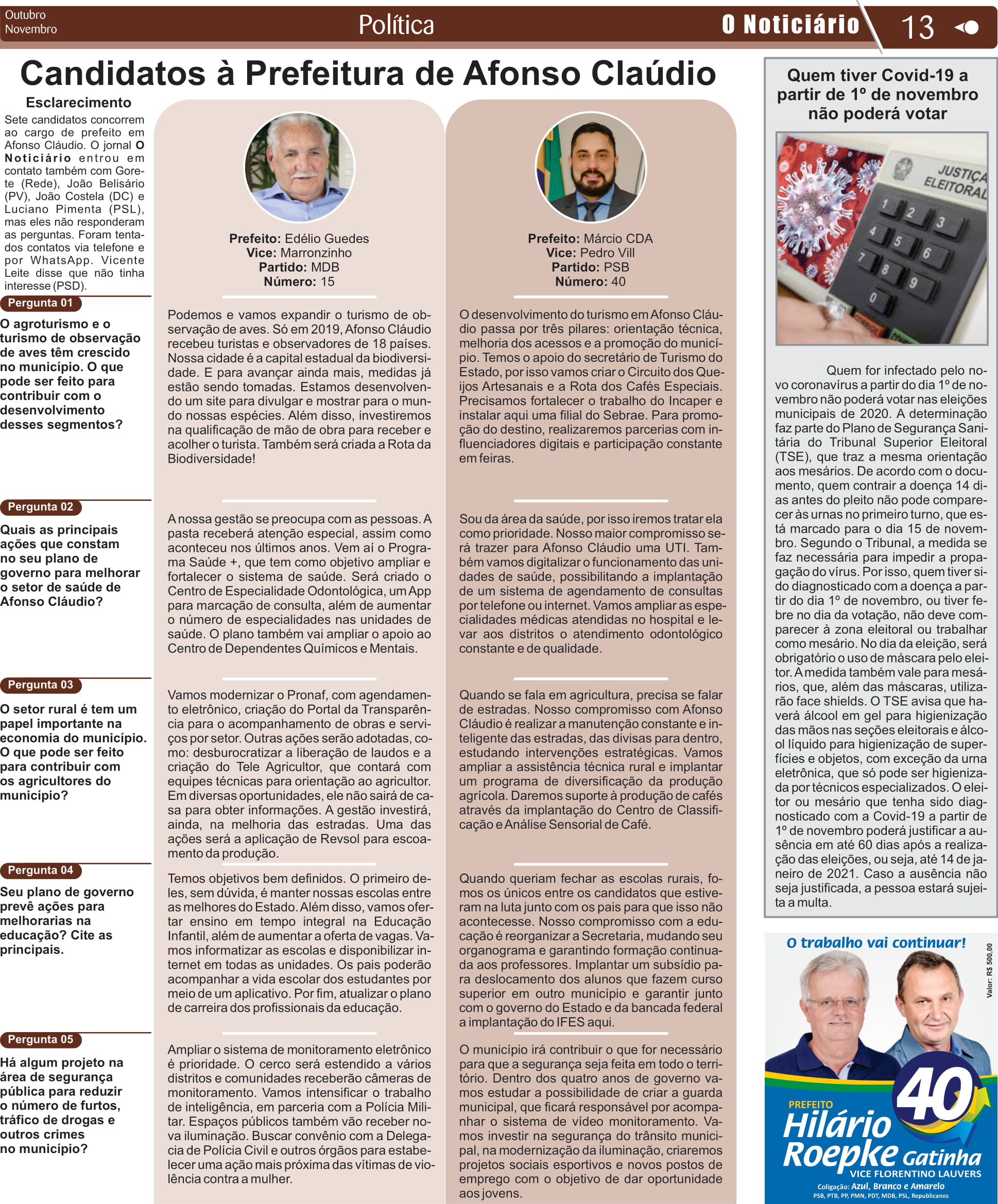 Apenas dois dos sete candidatos a prefeito de Afonso