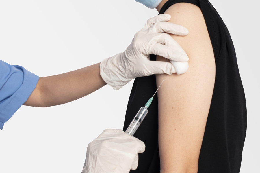 Patient having a vaccination closeup