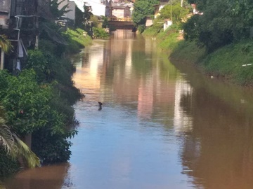 Tempestade mantém alto o nível do Braço Sul do Rio Jucu e derruba cabos sobre árvores