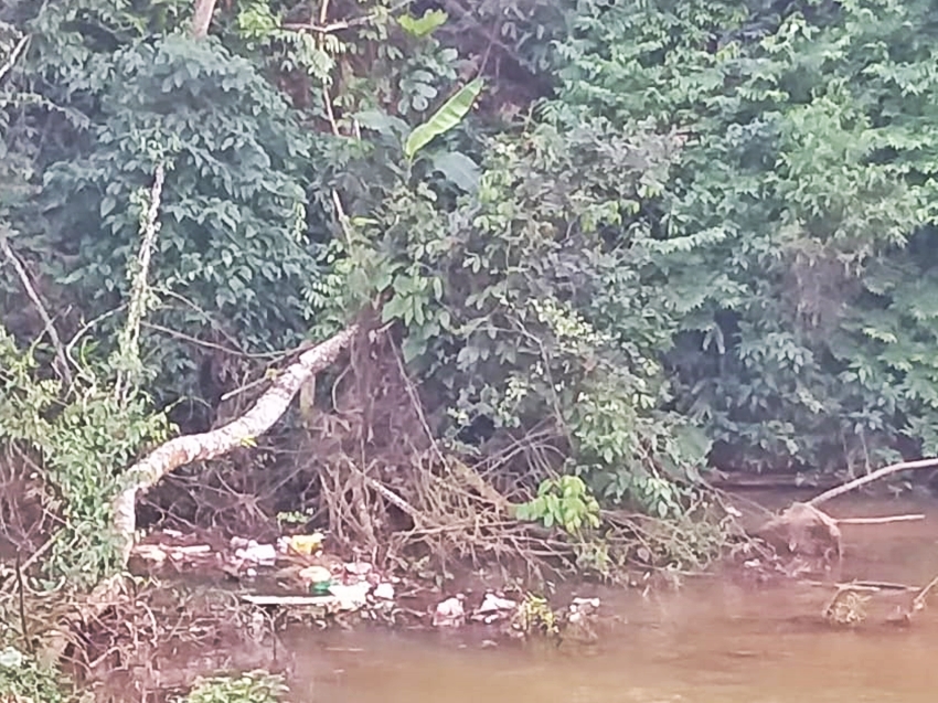 Lixo-lancado-em-rio-fica-represado-em-Marechal-Floriano