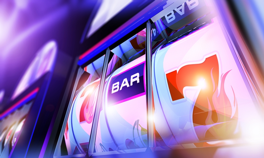 One Handed Bandit Slot Machines 3D Illustration Casino Games One Handed Bandit Slot Machines 3D Rendered Illustration. Slot Reels Close Up.
