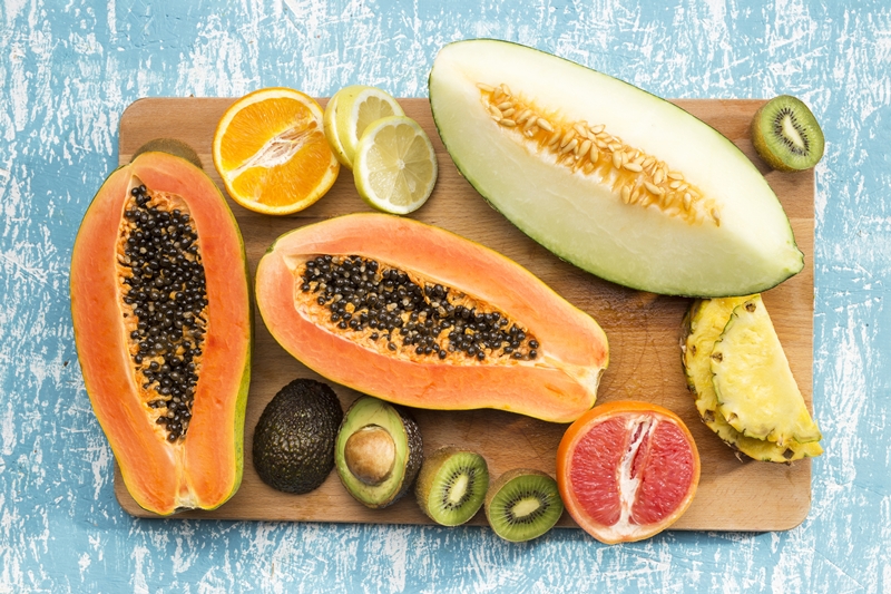 delicious-exotic-fruits-wooden-board