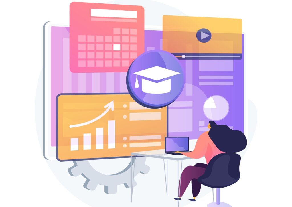 Learning management system abstract concept vector illustration. Educational technology, online learning delivery, software application, training course, tutoring program access abstract metaphor.