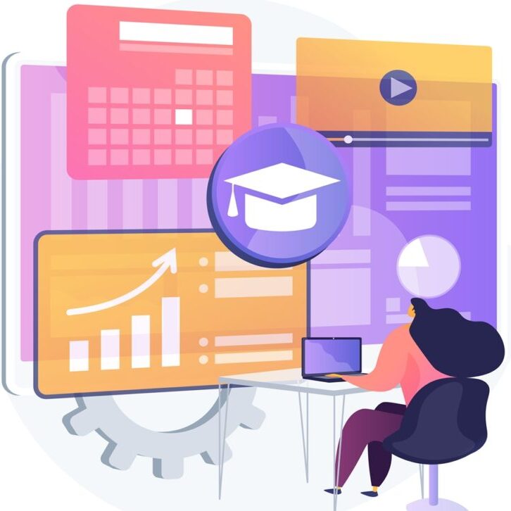 Learning management system abstract concept vector illustration. Educational technology, online learning delivery, software application, training course, tutoring program access abstract metaphor.
