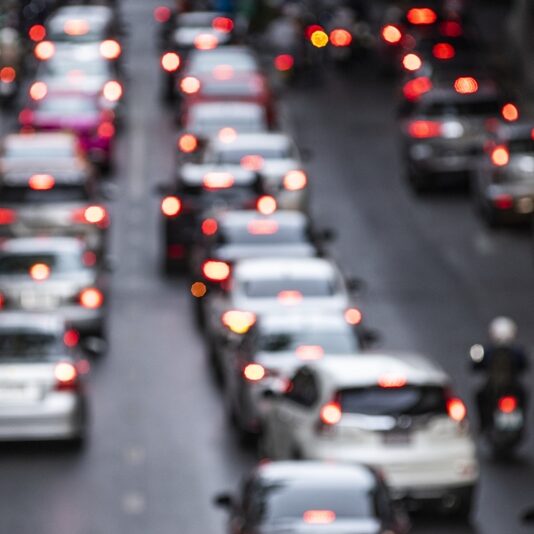 Busy crowded traffic jam on the road