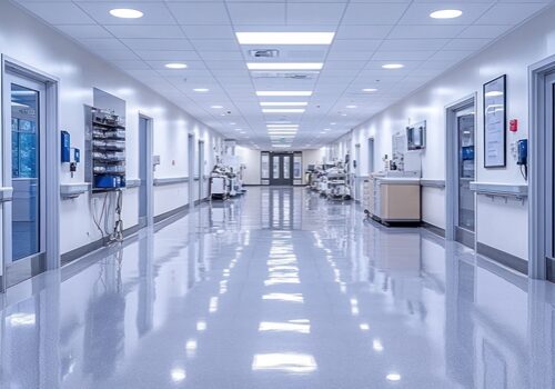 Hospital hallway with clean white walls, high-end medical equipment displayed along the corridor, soft fluorescent lighting casting even shadows, minimalist interior design --chaos 15 --ar 16:7 --style raw --stylize 750 --v 6.1 Job ID: 194beeb0-9a60-4668-96c8-bde828536249
