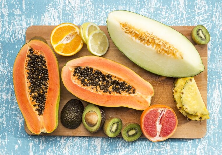 delicious-exotic-fruits-wooden-board