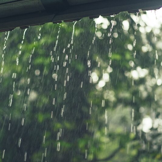rain outside the windows of the villa. tropics