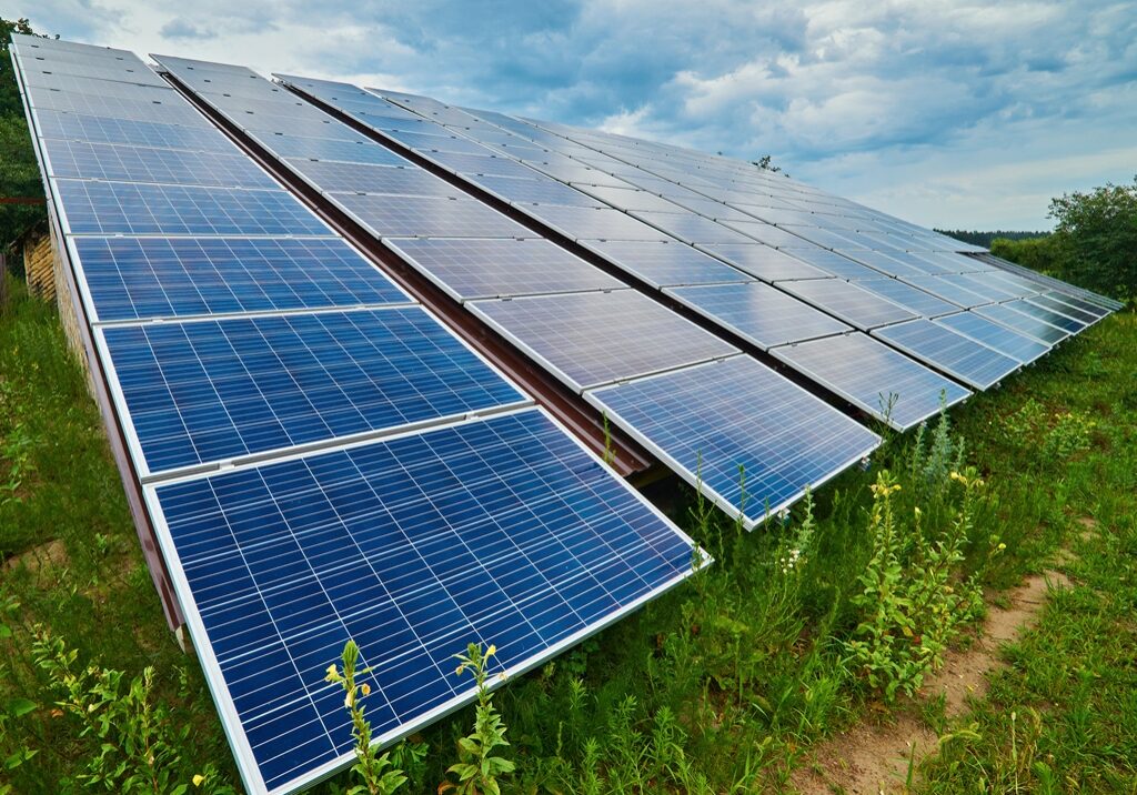 Solar panel produces green, environmentally friendly energy from the sun.